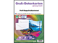 Your Design 20 Grußkarten A4 gefalzt auf DIN lang Glossy/Matt 220 g/m²; Vorgestanzte Grußkarte 
