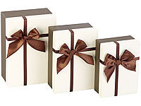 Your Design 3er-Set edle Geschenk-Boxen mit brauner Schleife, 3 Größen